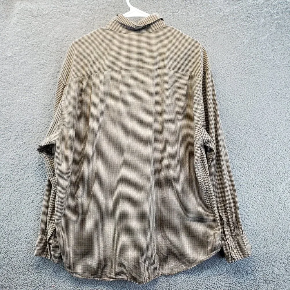 J. Crew Shirt Mens XL Gingham Stretch Button Up Long Sleeve Brown Check‎ Pocket